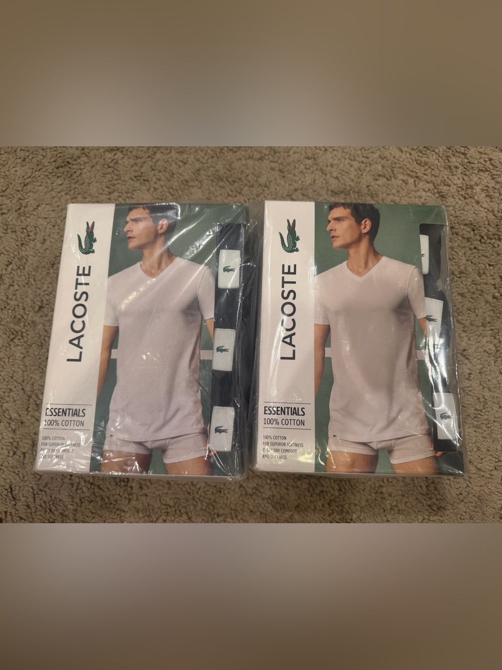 “New” Lacoste Black Cotton Essentials V neck Shirt sizeS
